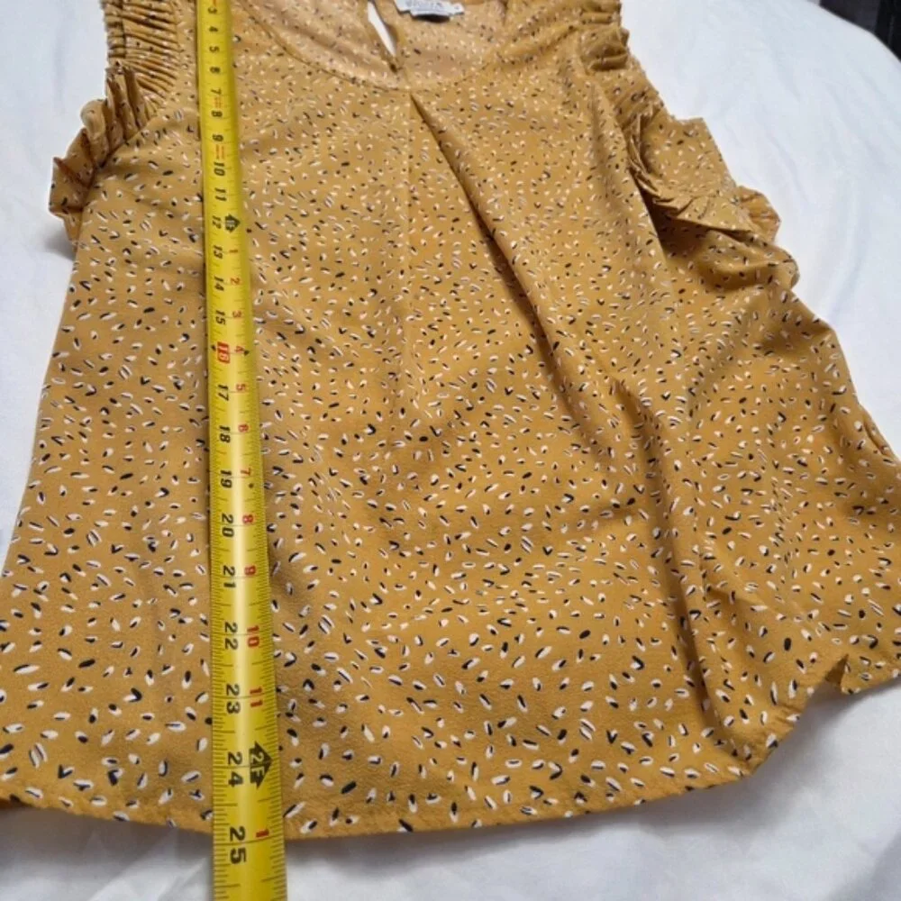 Molly Bracken Ruffle Flutter Sleeve Blouse Top Yellow M - Picture 11 of 11